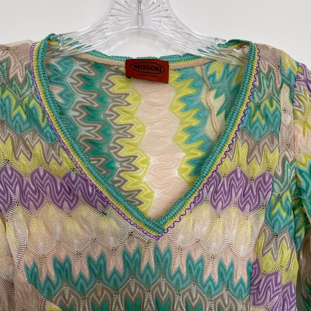 Missoni Deep V Classic Zig Zag Knit Dress Size 38 US Size 8 Multi-Color - Picture 4 of 9